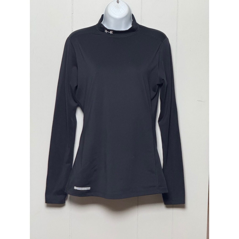 Under Armour ColdGear Mock Neck Fitted Long Sleeve Base Layer Top Black Size M